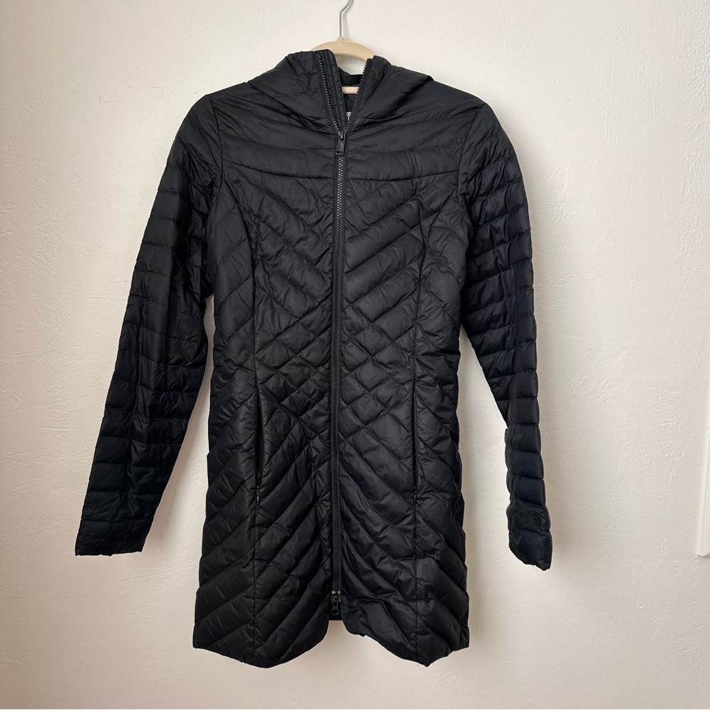 THE NORTH FACE Quilted Puffer Hooded Long Parka Jacket Black XS